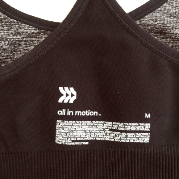 All In Motion Seamless Sport Bras Size Medium M Black Raceback - Picture 5 of 5